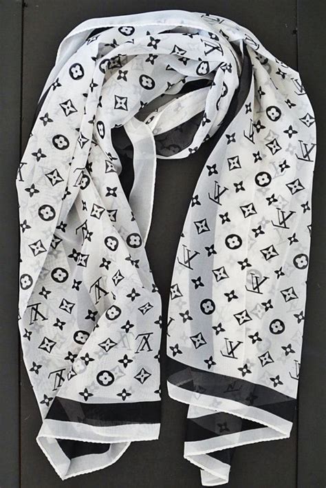 lv black and white scarf